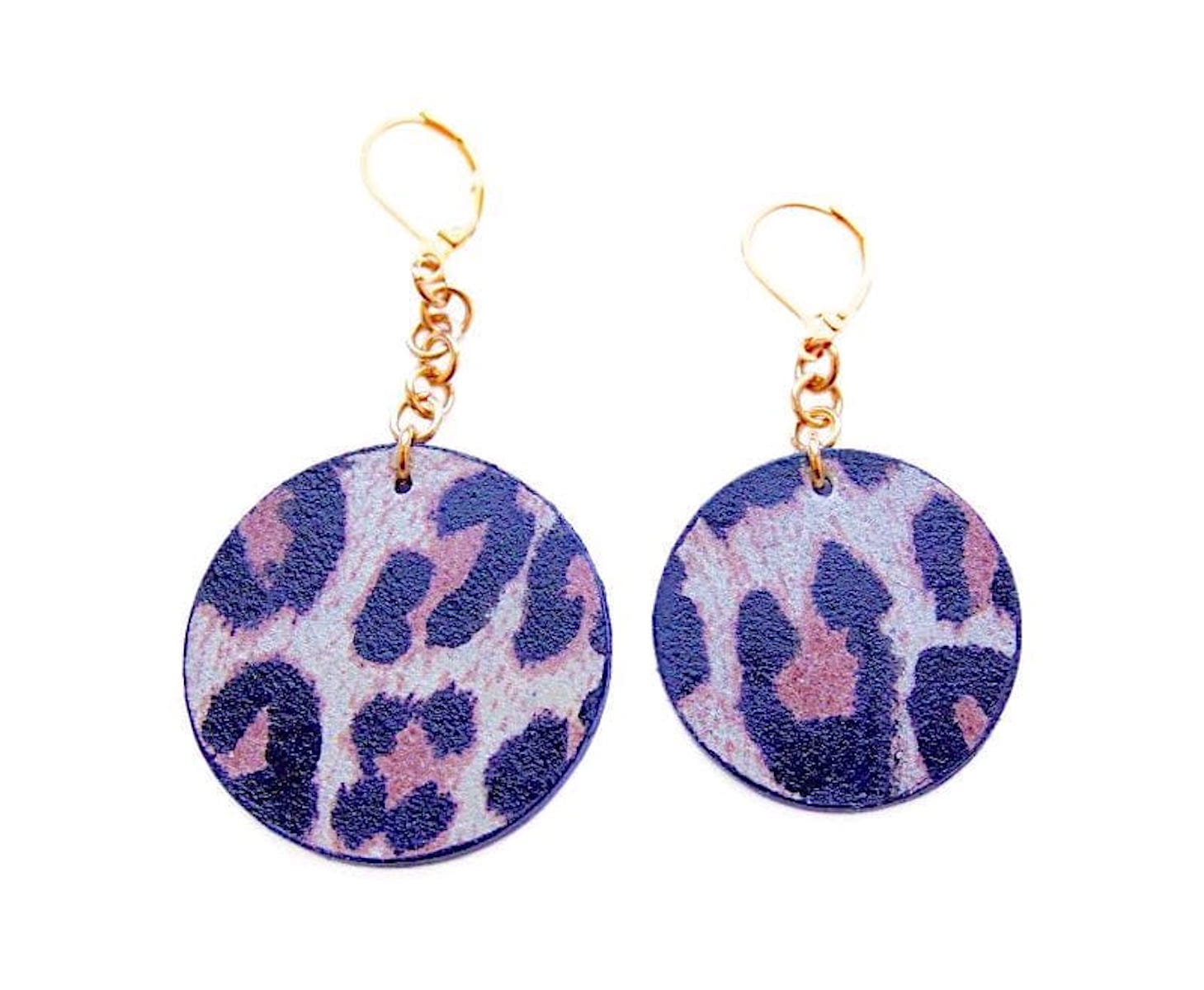 boucles d'oreilles Savane en cuir léopard