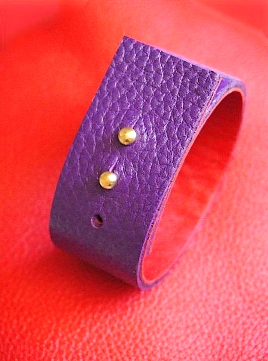 bracelet Bis en cuir violet et rouge